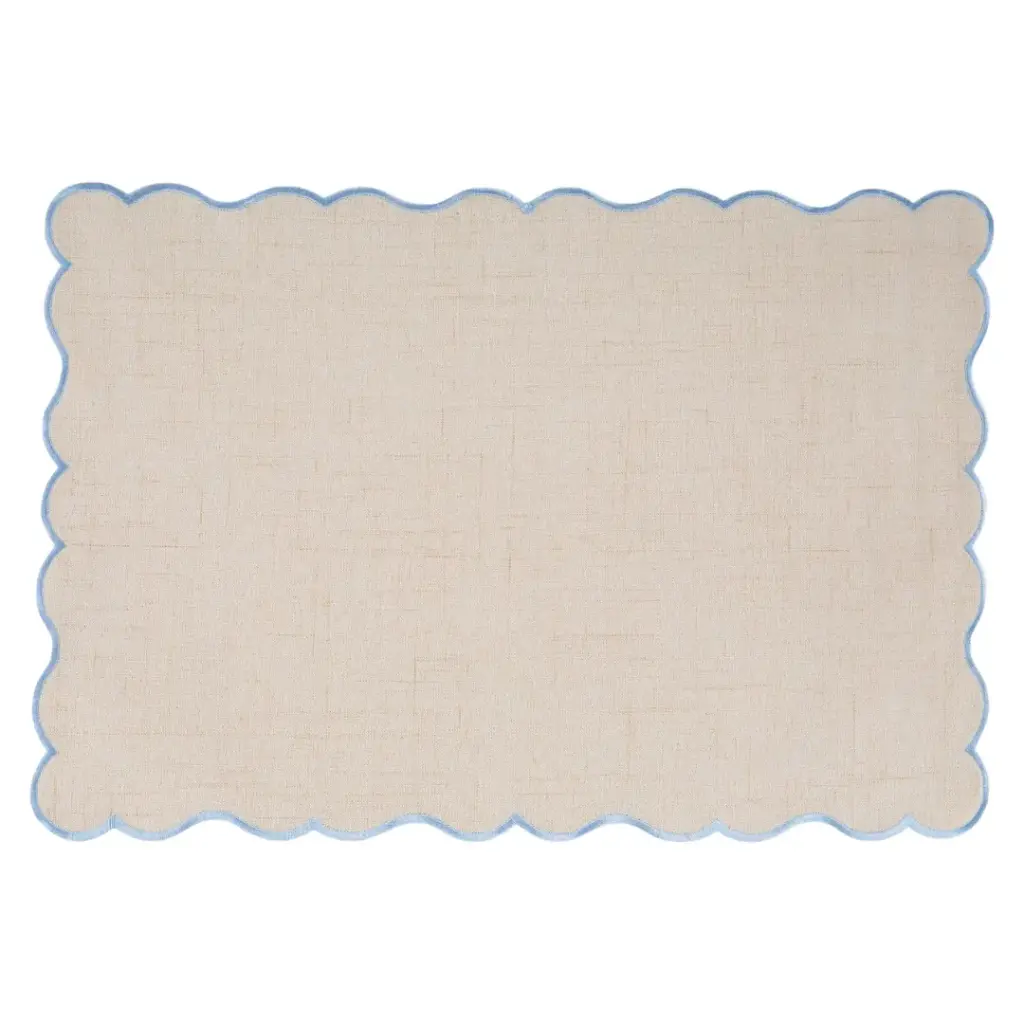 Noura Placemat Natural Linen Blue 17x12in