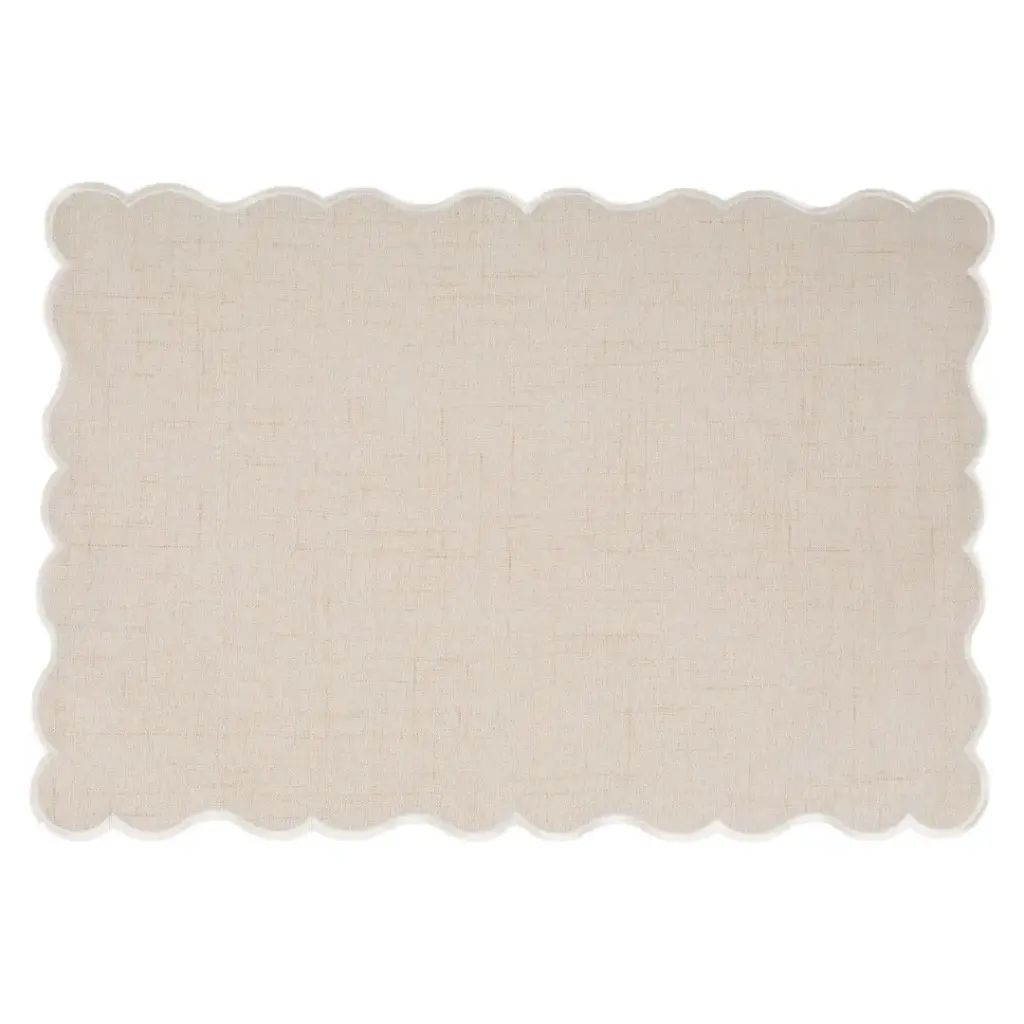 Noura Placemat Natural Linen Ivory 17x12in