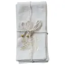 Linen Napkins with Gold Foil Snowflakes Natural 18in 4pc