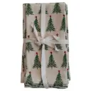 Stonewashed Cotton Napkins with Christmas Trees Natural 18in 4pc