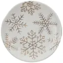 Stoneware Plate with Gold Electroplated Snowflakes White 6in 