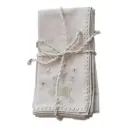 Blanket Stitch Cotton Napkins with Embroidered Deer Natural 18in 4pc