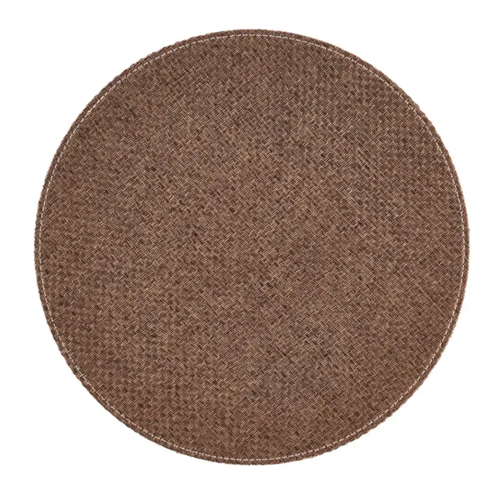 Basketweave Round Placemat Brown