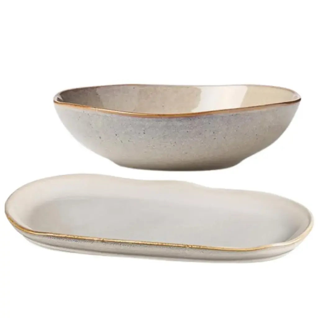 Oneida Organic Shades Serving Set Oatmeal 2pc