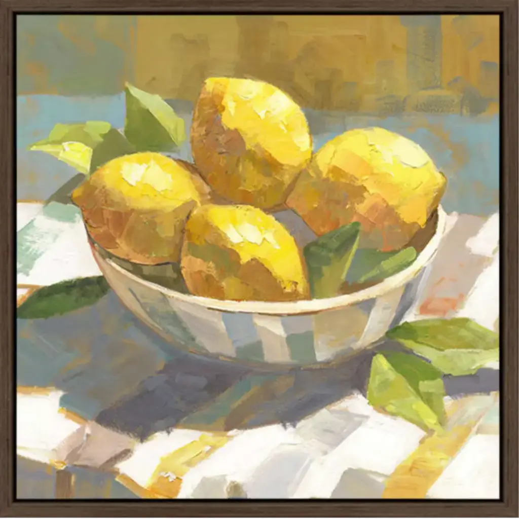 Sunlit Citrus Framed Canvas 12x12in