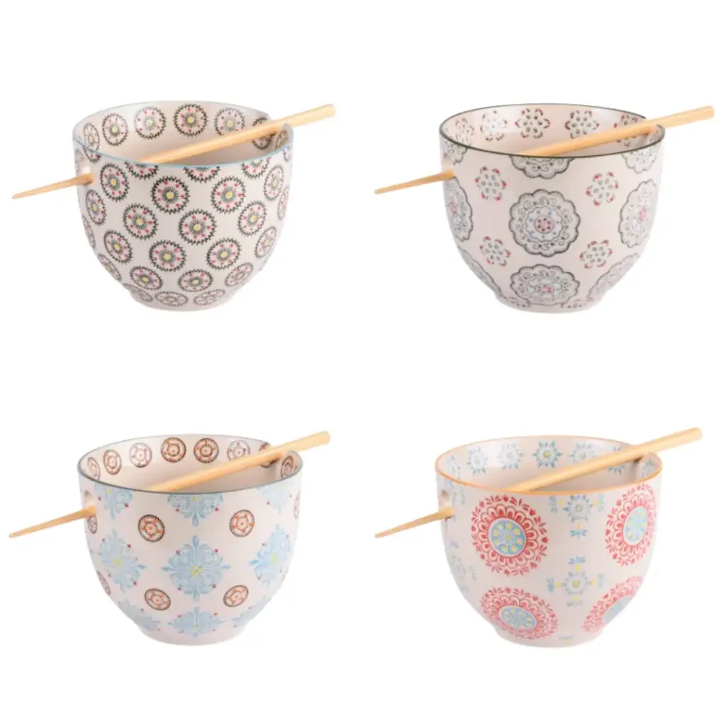 Bohemian Bowl With Chopsticks Assorted 1pc