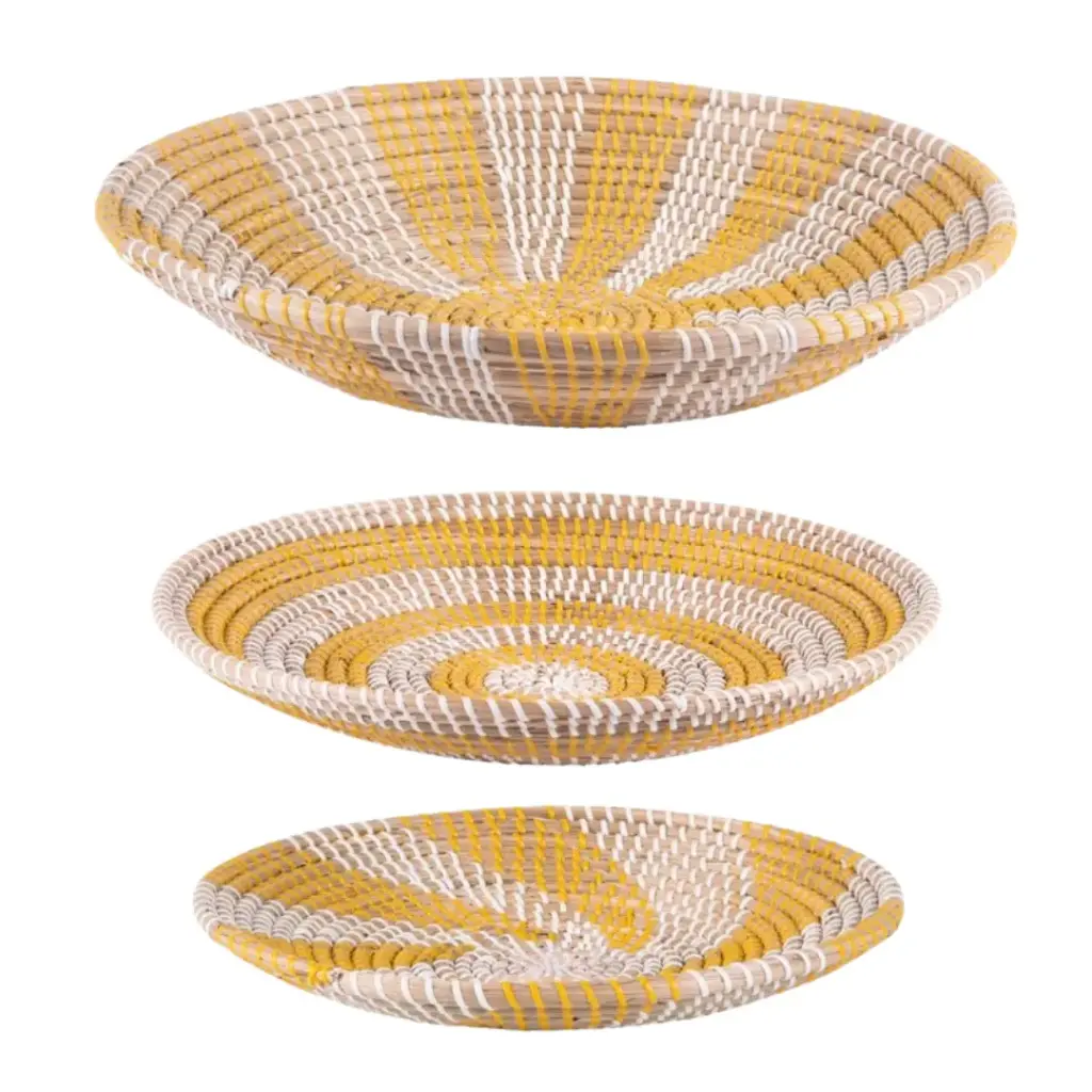 Seagrass Bowl Set Yellow 3pc