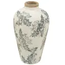Floral Ceramic Vase Grey 11.5in