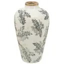 Floral Ceramic Vase Grey 13.5in