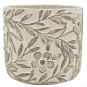 Motif Planter Grey with Green Floral Design 6.5in