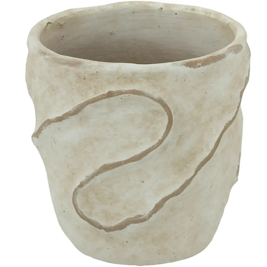 Swirl Design Planter Beige 7in