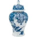 Floral Blue & White Ceramic Ginger Jar 15in