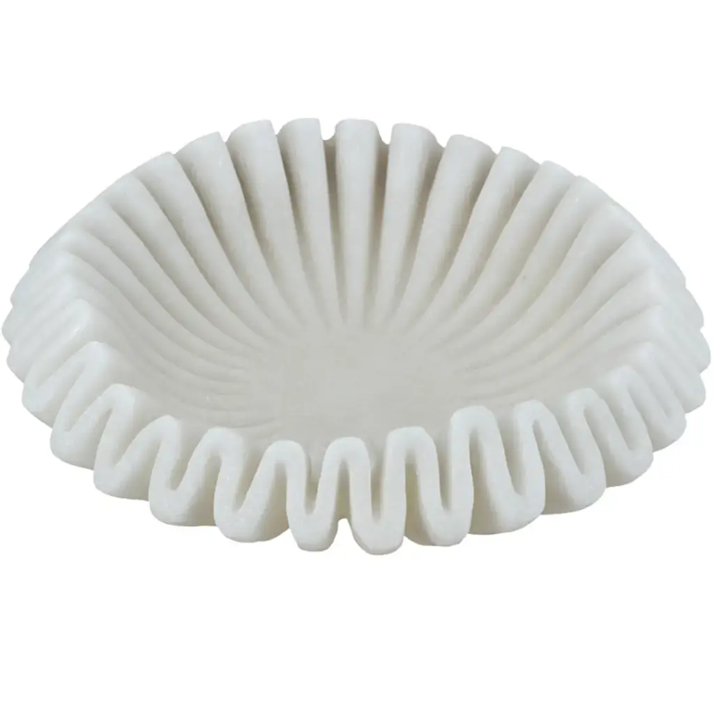 White Resin Wavy Bowl 9.5in