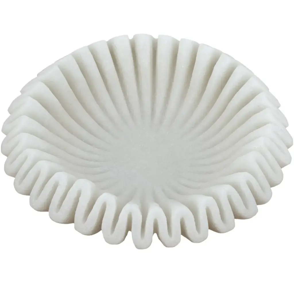White Resin Wavy Bowl 13.5in