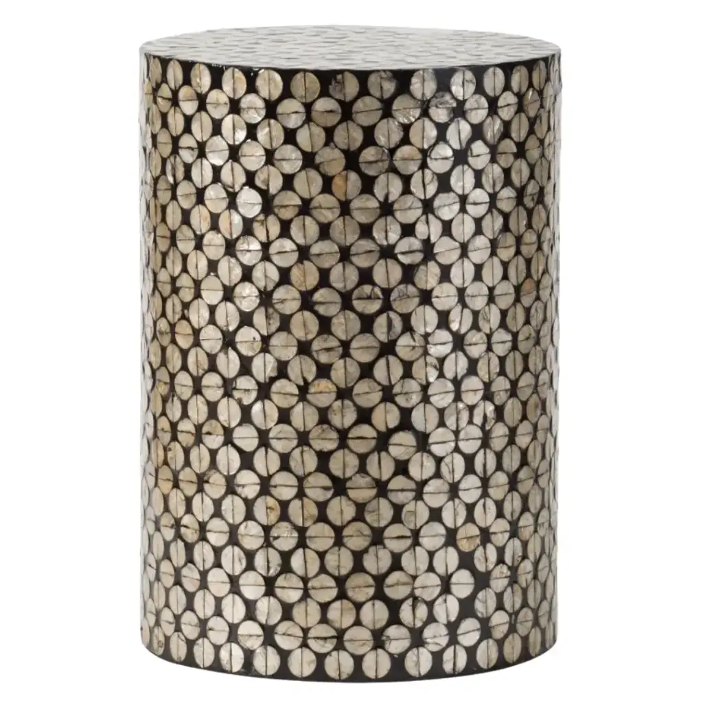 Gold & Black Capiz Stool 20in