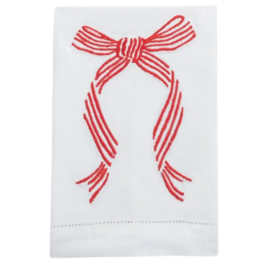 Embroidered Kitchen Towel Striped Bow