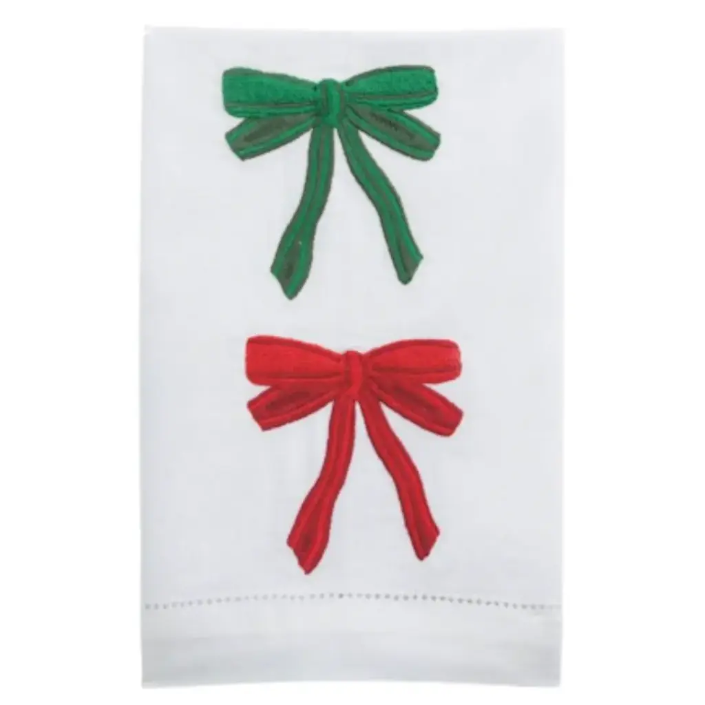 Embroidered Kitchen Towel Two Bows