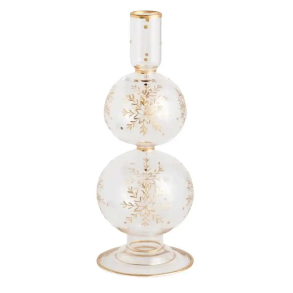 Etched Snowflake Taper Holder Large 9in