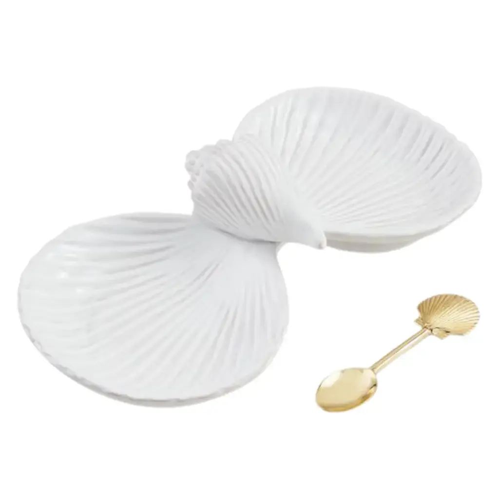 Fan Shell Double Tidbit Set 2pc