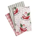 Gingerbread House Santa in Sled Towel Set 3pc