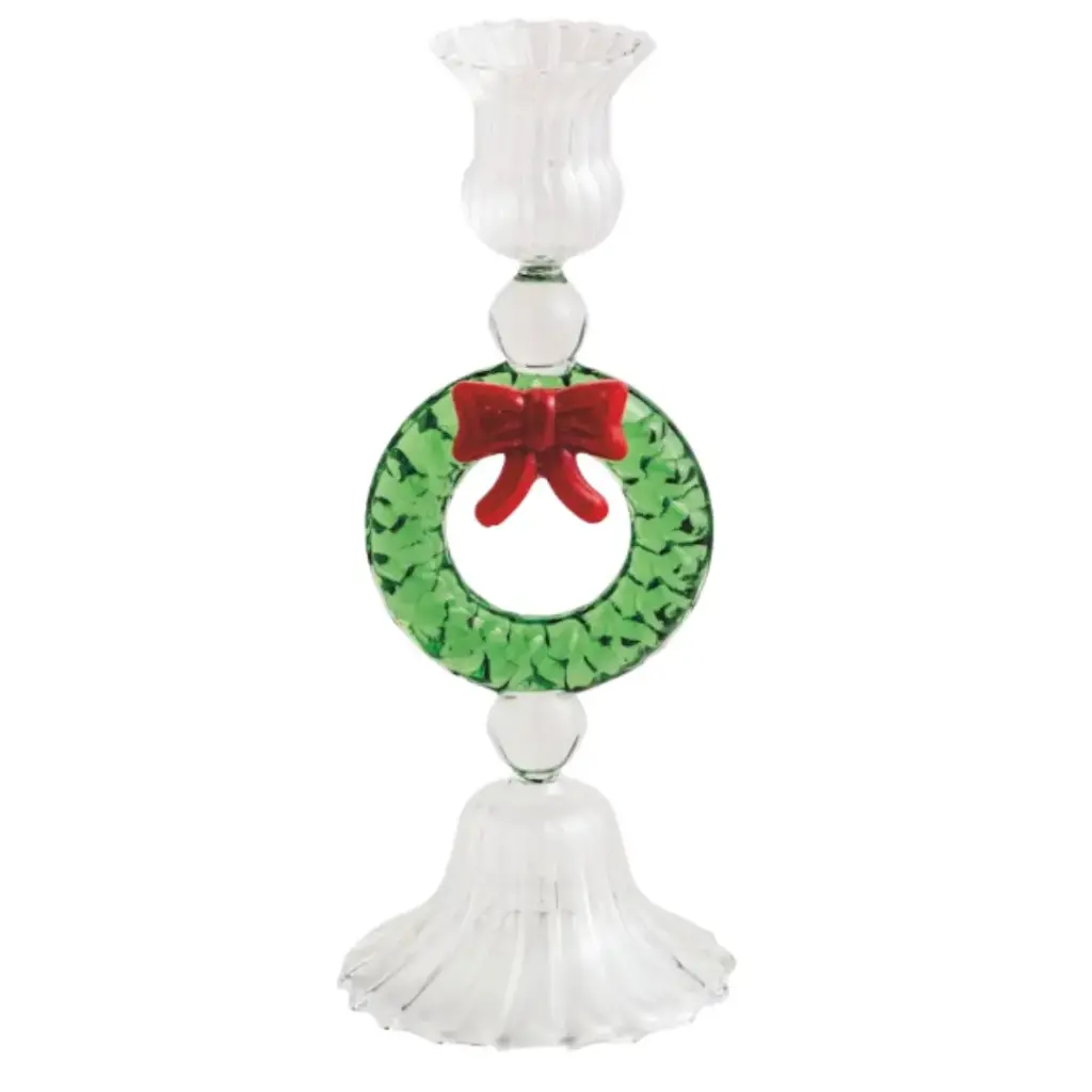 Glass Taper Holder Wreath 7.5in