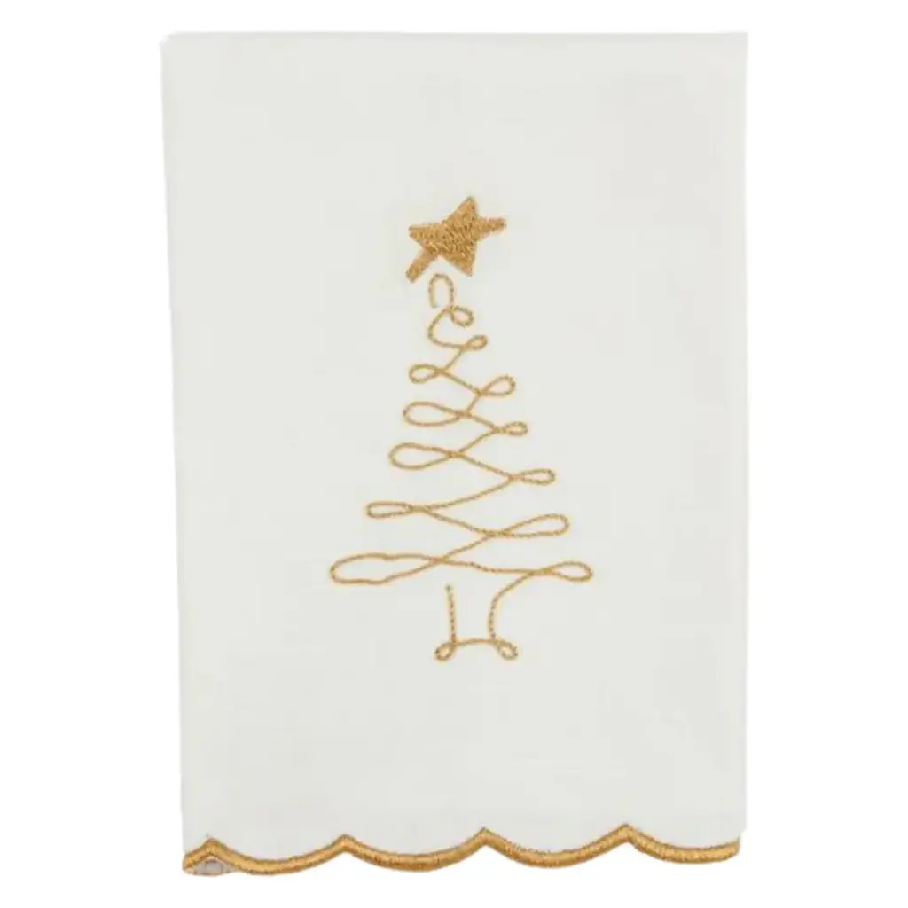 Gold Christmas Scallop Tree Christmas Towel