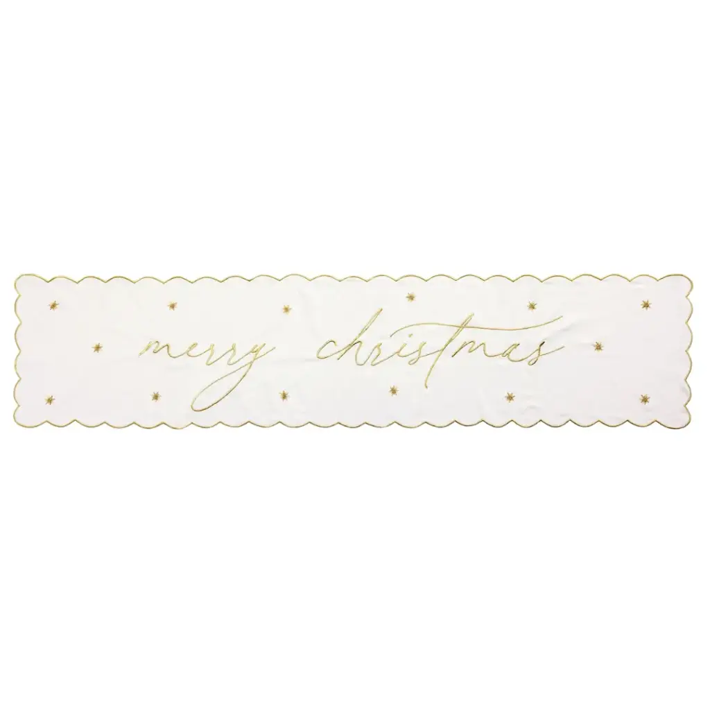 Merry Christmas Runner Gold 16x72in