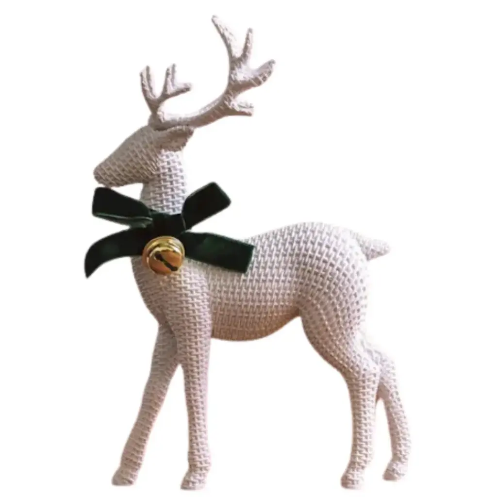 Rattan Resin Reindeer White Small 8in