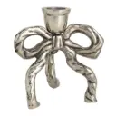Silver Bow Taper Candle Holder Small 4.5in