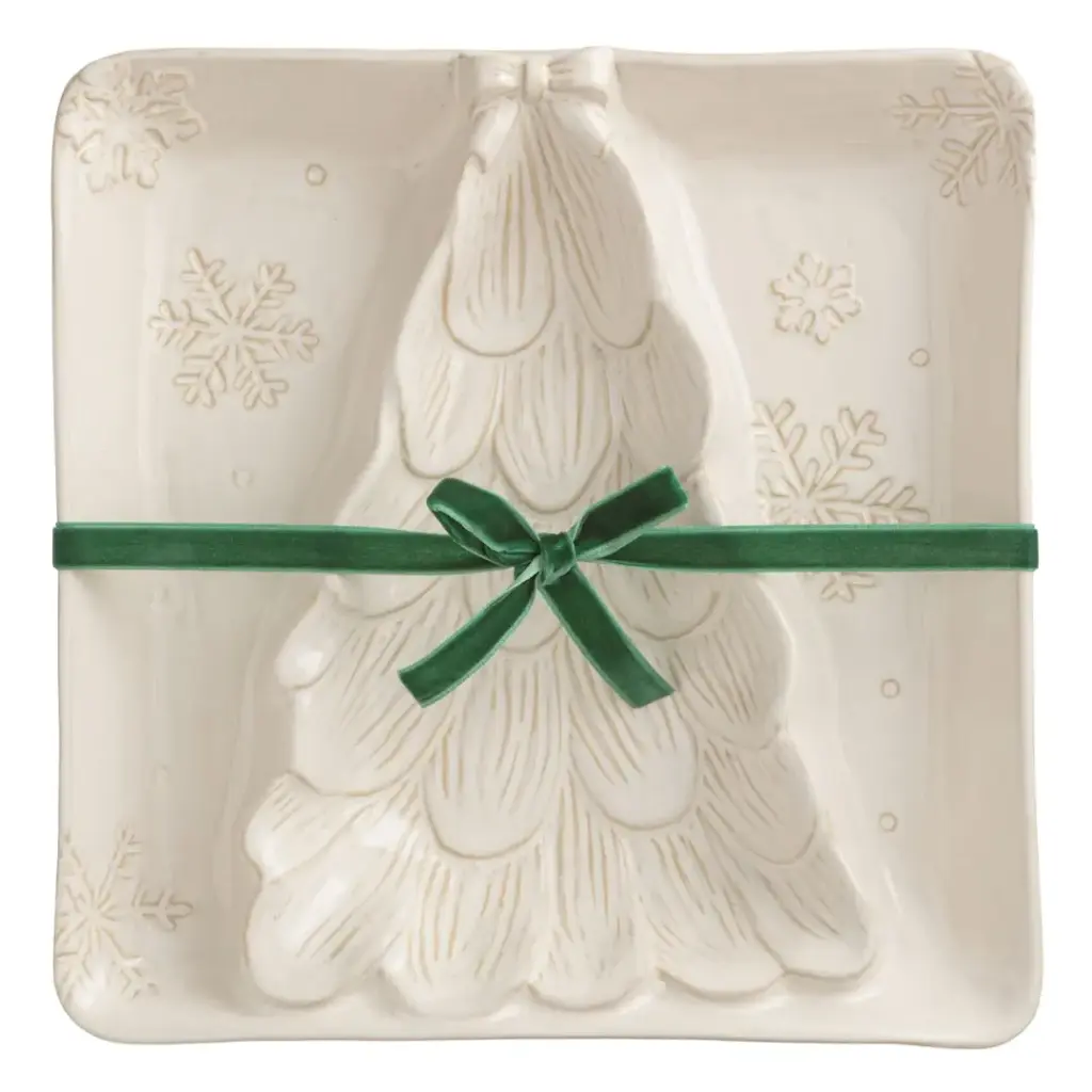 White Christmas Tree Section Server 10x10in