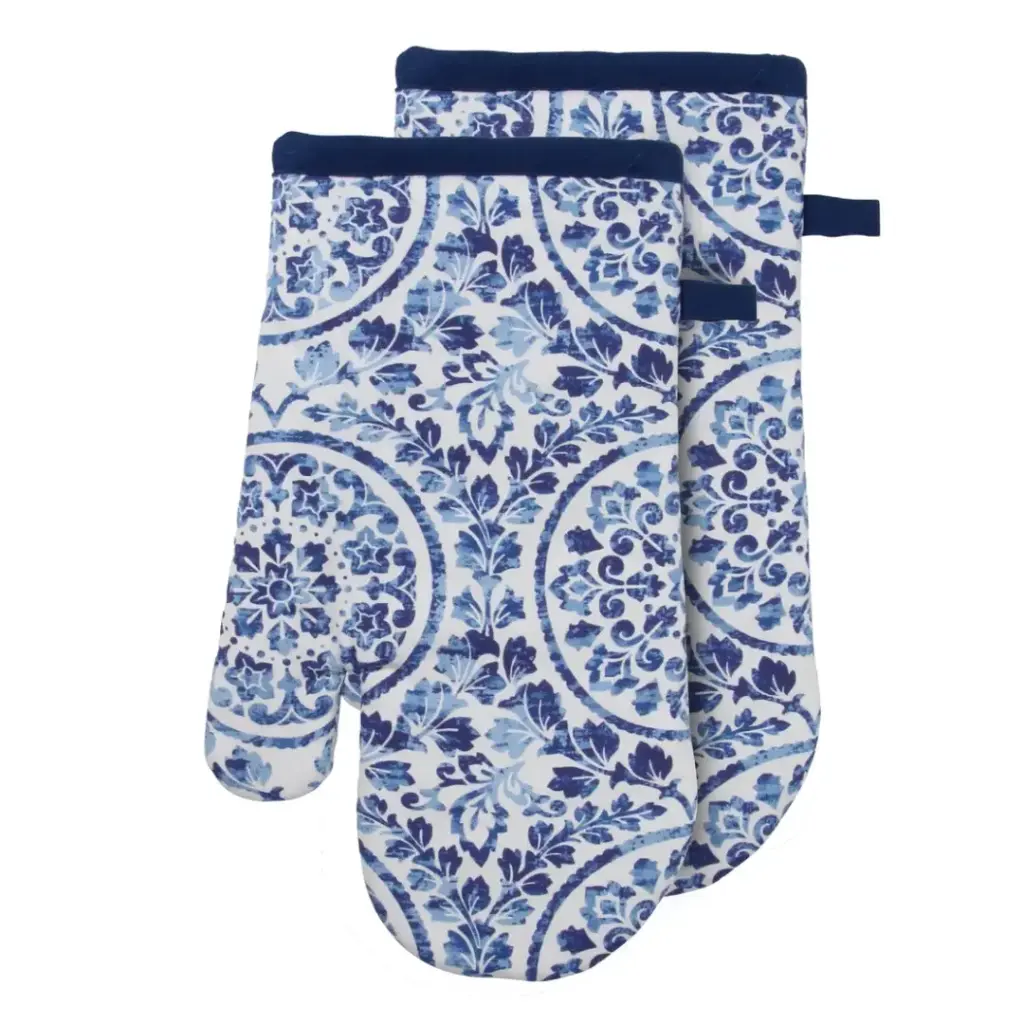 Medallion Oven Mitt Set Blue 2pc