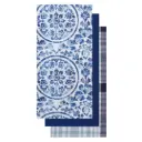 Medallion Kitchen Towel Set Blue 3pc