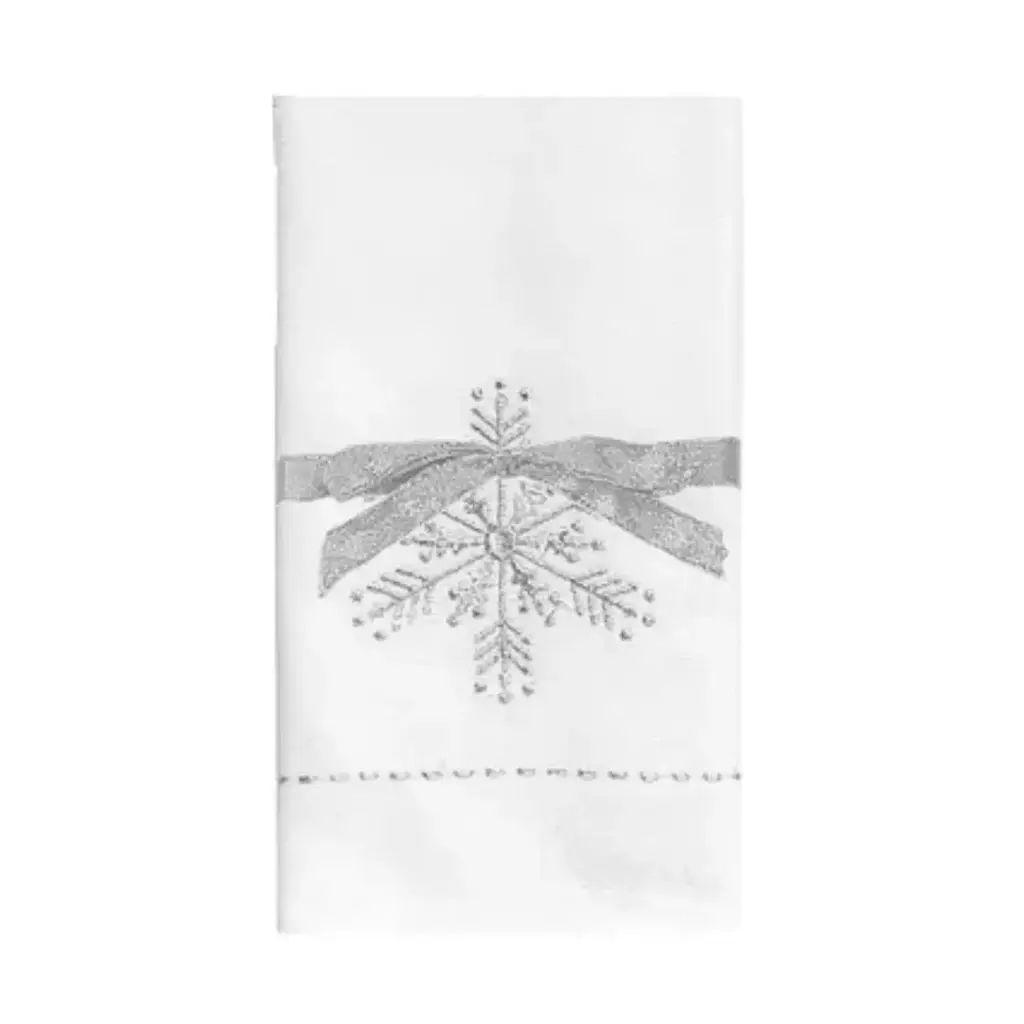 Snowflake Embroidered Napkin Silver