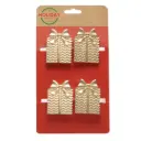 Present Napkin Ring Set Brushed Gold 4pc