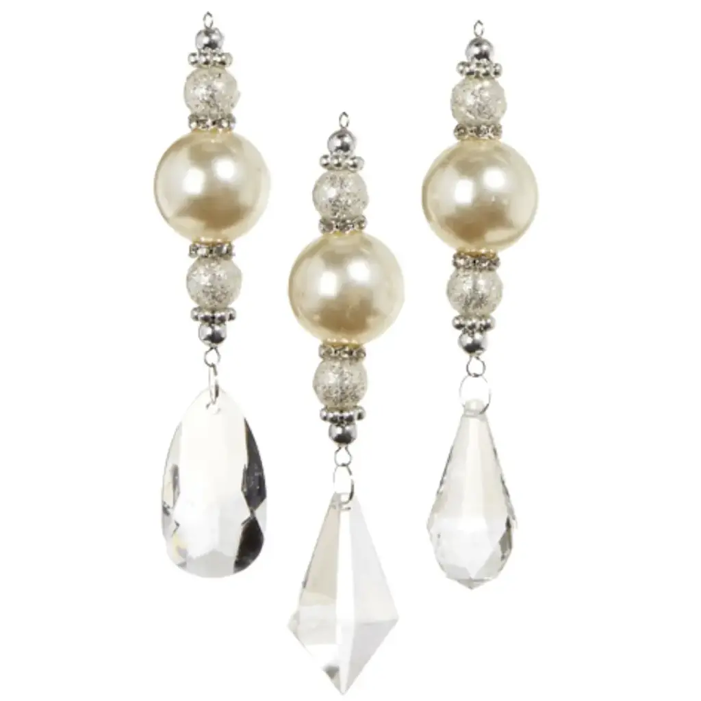 Crystal Pearl Drop Ornament Assorted 6in