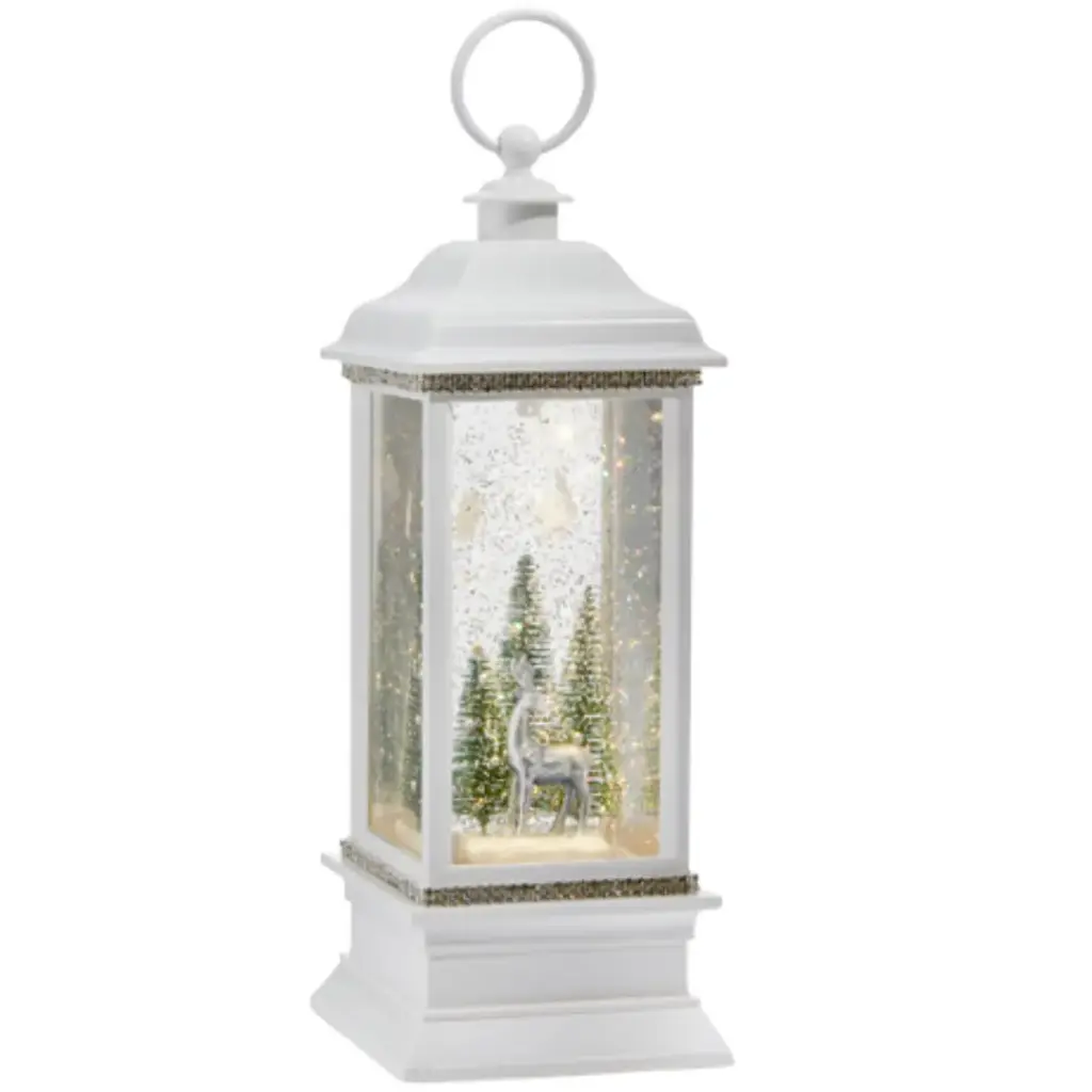 Snowy Reindeer Animated Lighted Water Lantern 11in