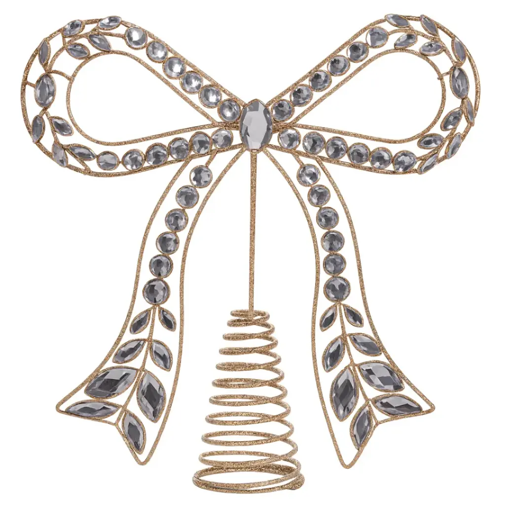 Jeweled Bow Tree Topper Clear 11in