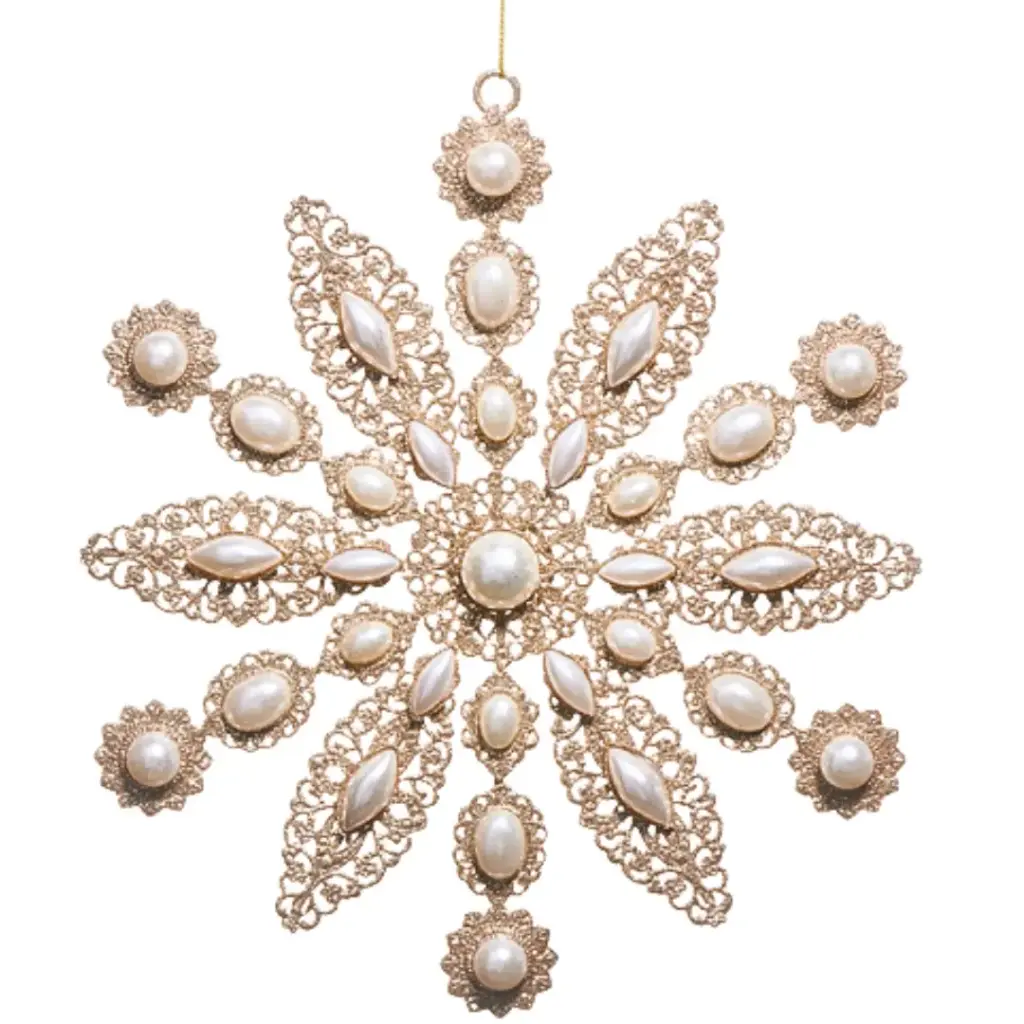 Glitter and Pearl Ornament 9in