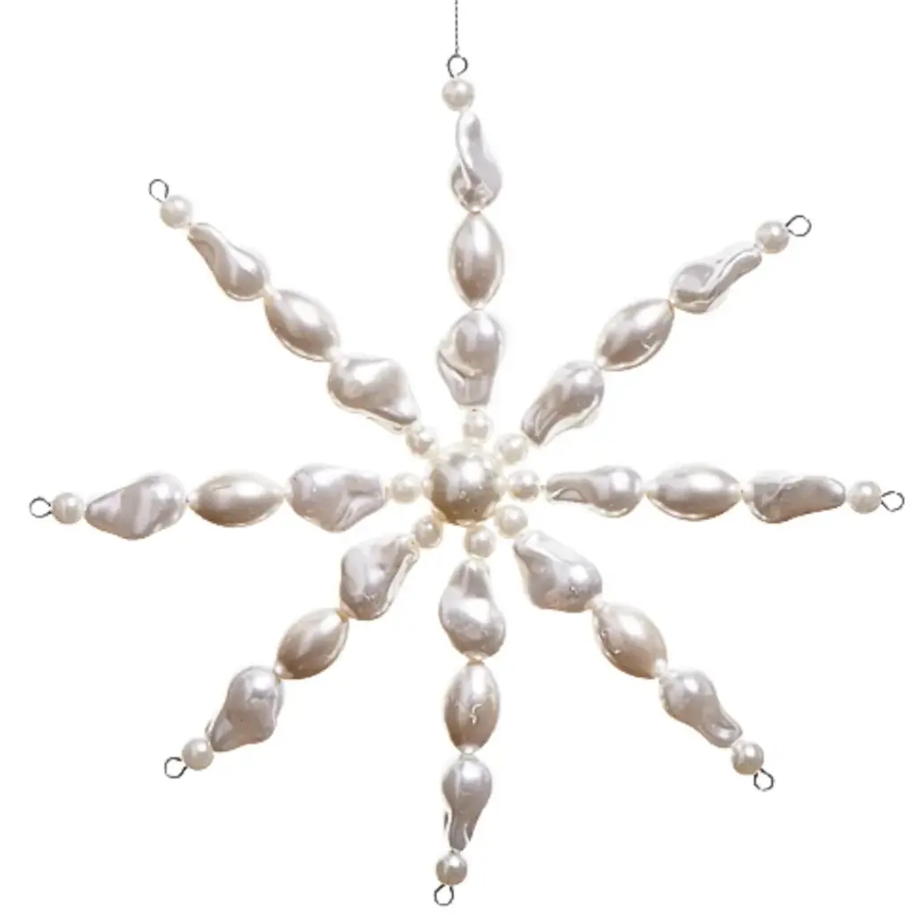 Freshwater Pearl Snowflake Ornament 7in