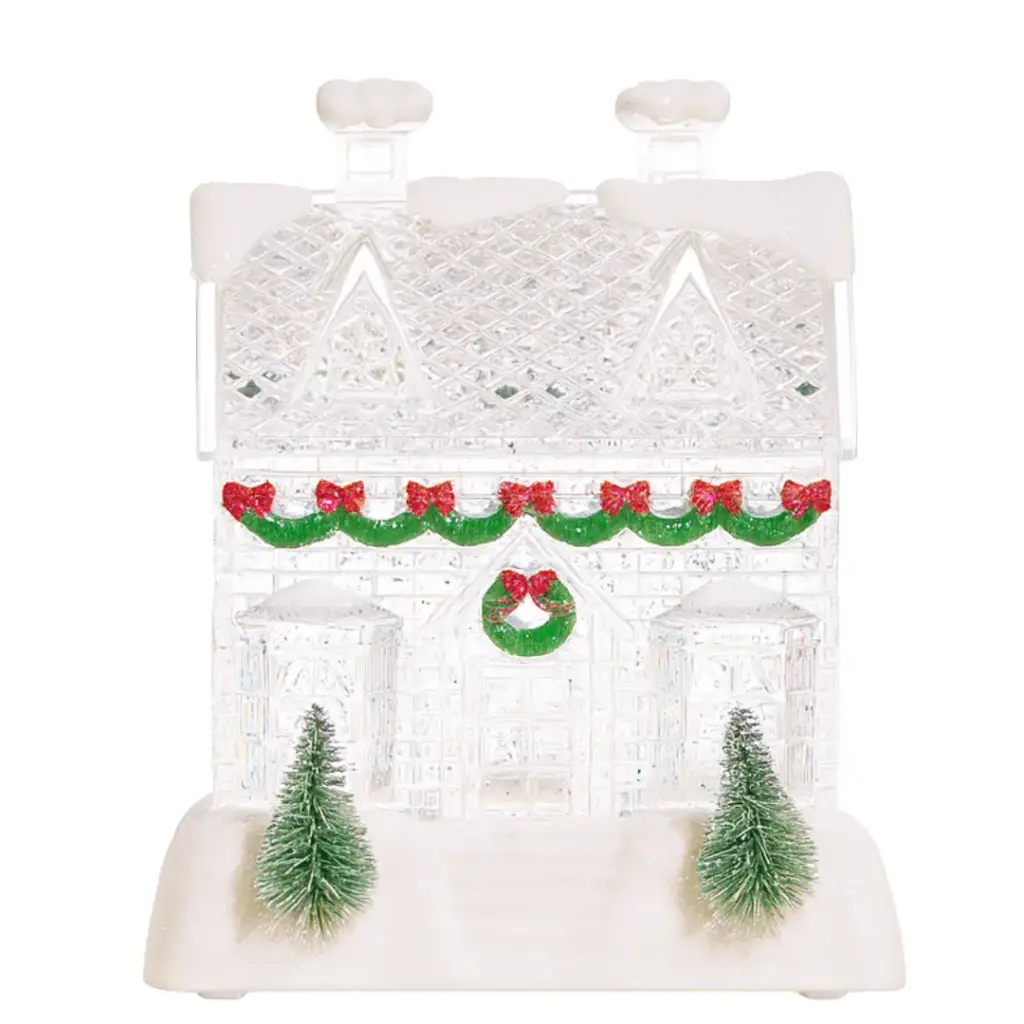 Lighted Swirling Glitter Water House 6in