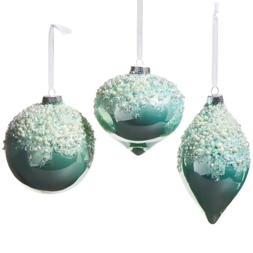 Pearl Frosted Ornament Assorted Blue 4in