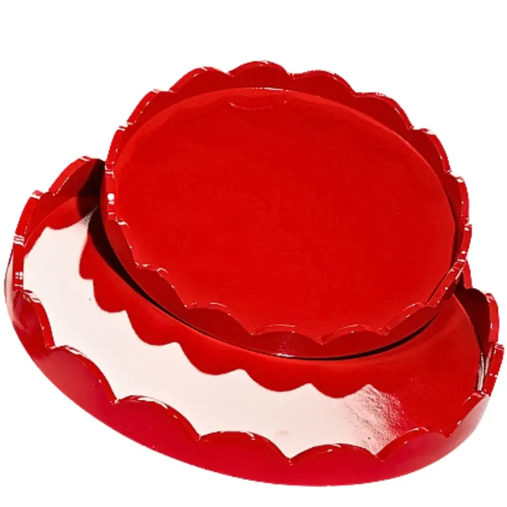 Round Scallop Tray Red 12in