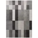 Grey Beige Charcoal Squares Rug 5.3×7.7ft
