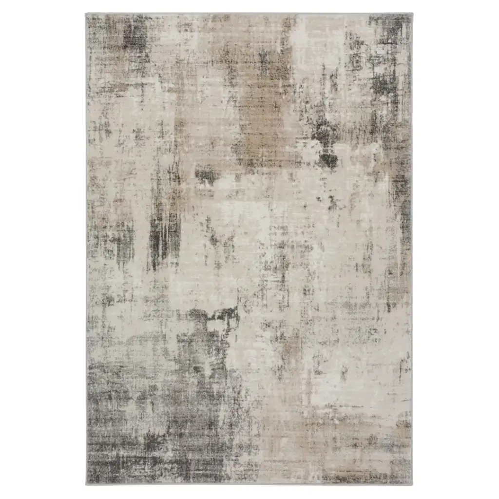 Whisper Beige Charcoal Abstract Rug 3×7ft