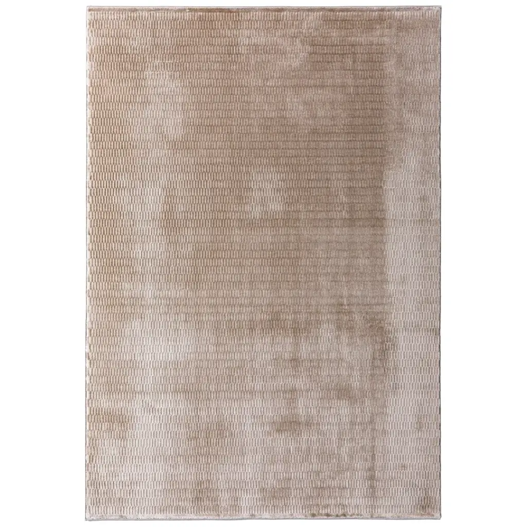 Luxe Beige Lines Hi-Low Rug 5.3×7.7ft
