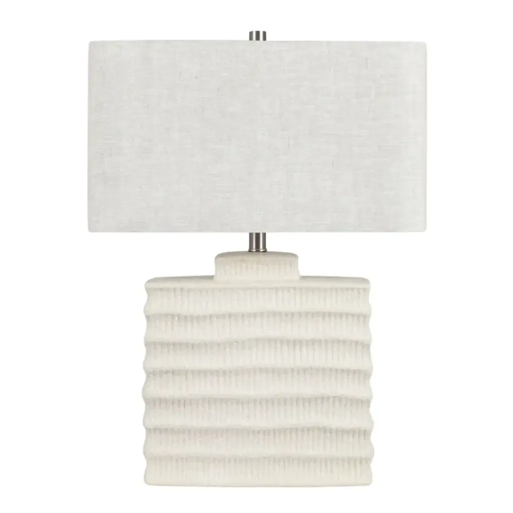 Fairfax Beige Carved Table Lamp 25in