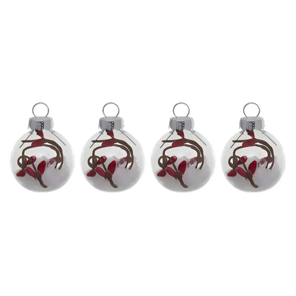 Glass Berry Table Place Card Holders 4pc