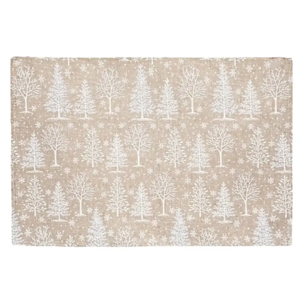 Christmas Tree Placemat Gold and White 18x12in