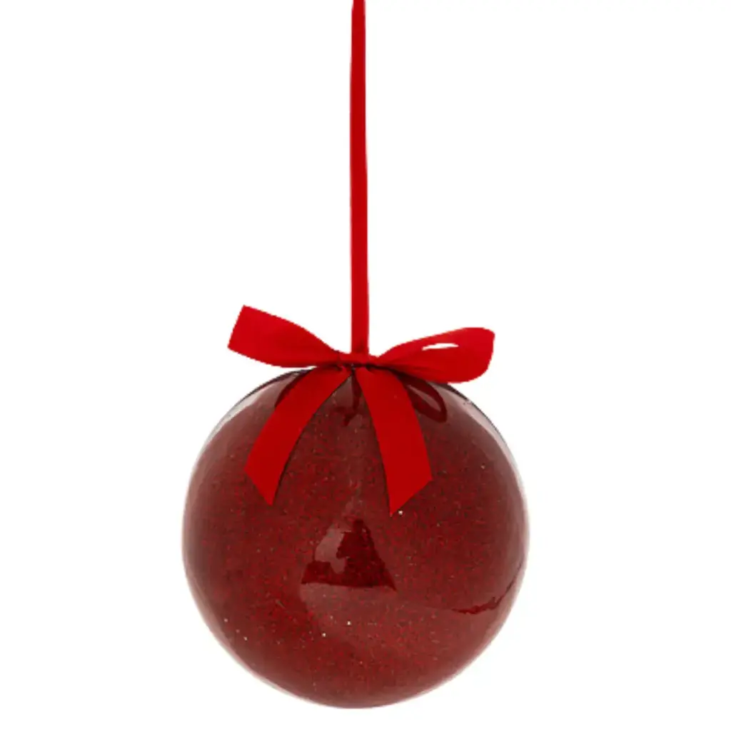 Decorative Ornament with Bow Cherry Red 6in