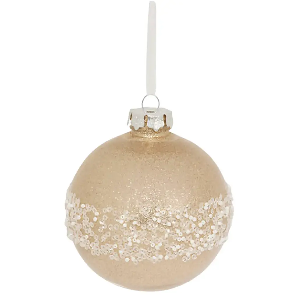 Pearl Glitter Decorative Ornament Gold 4in